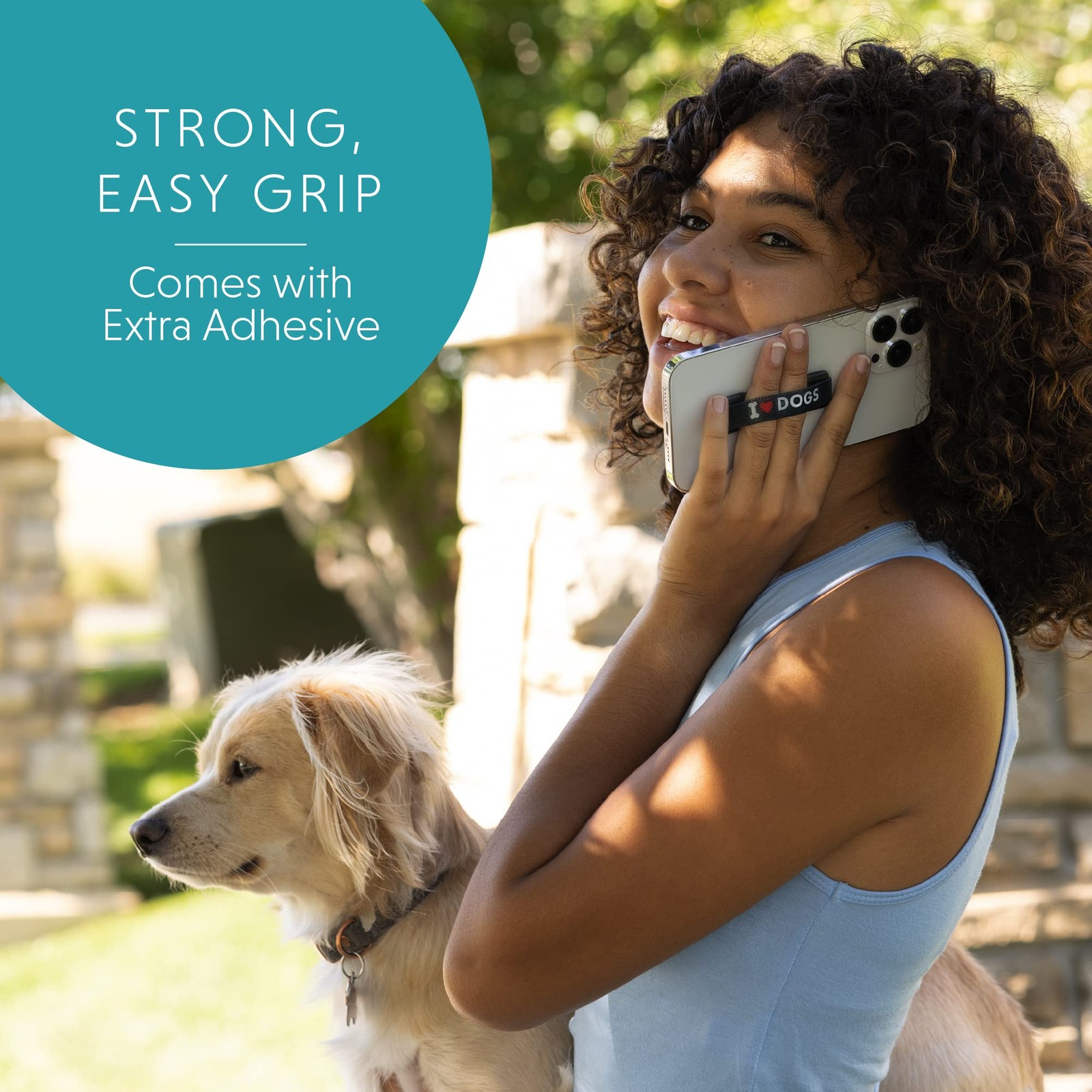 Grip for Most Smartphones and Mini , Black Elastic Strap with Black Base, LH-...