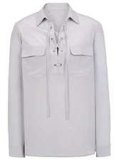 Artigiano Silk Blouse Shirt Crepe-de-Chine 14 Uk BNWT RRP £124.95 Grey