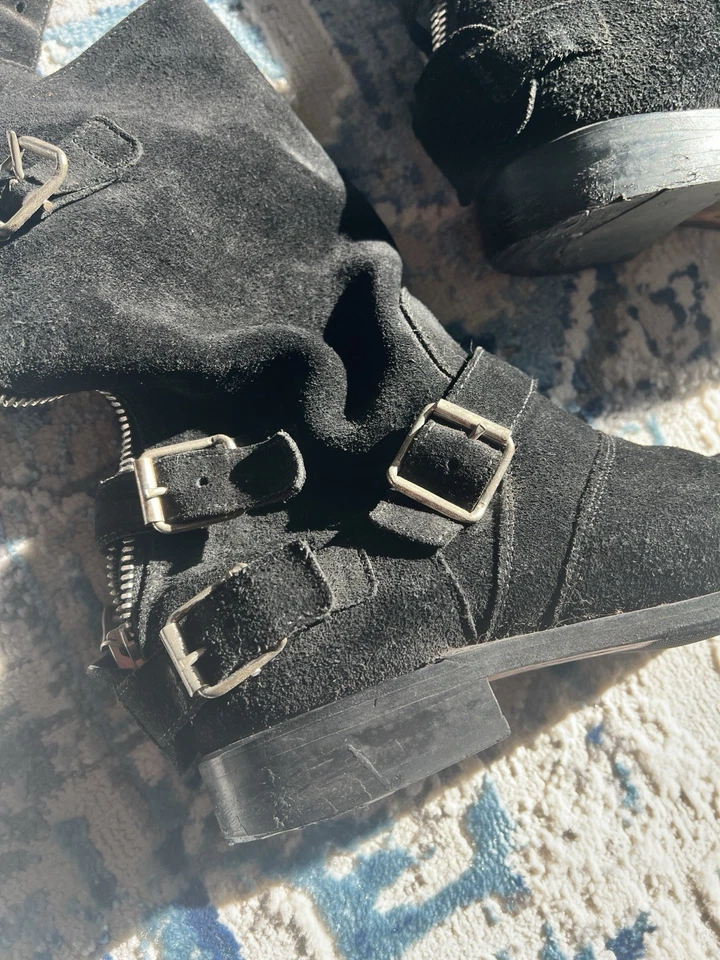 Botas moteras Balmain Homme 12AW gamuza negra (talla 41). Foto 2 de 4