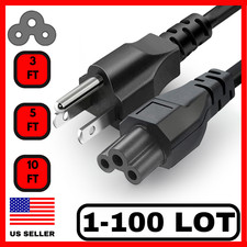 Lot of 1-100 3 Prong Power Cord Laptop Brick Power Cord 3FT 5FT 10FT 125V Cable