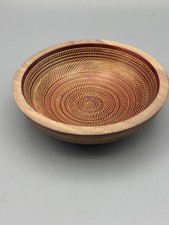 Hand Carved Wooden Bowl Intricate Detail Signed by Artist