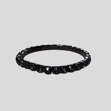 Black Rhinestone Stretch Bracelet I Faceted Crystal Accent Bangle Elastic...