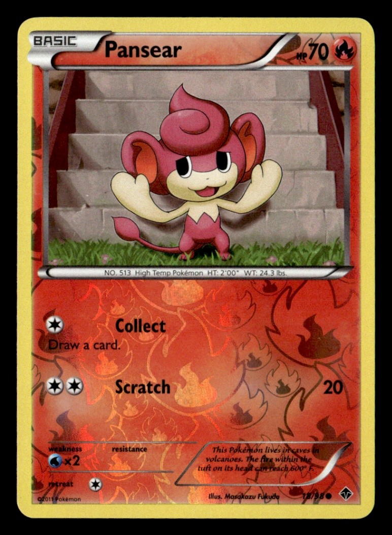 Pansear Common Reverse Holo Emerging Powers 18/98 LP Pokémon TCG