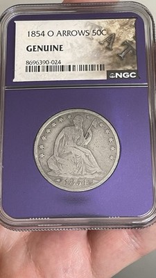 1854-O Seated Liberty Half Dollar 50c Arrows NGC Genuine-Purple