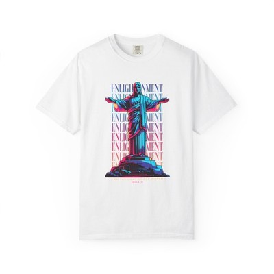 Christ the Redeemer neon statue T-shirt | Enlightenment typography