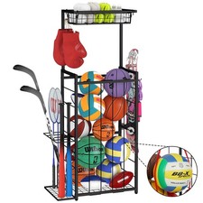 Sports Equipment Organizer, Small Garage Ball Storage Rack with Elastic Strap...