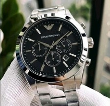 OROLOGIO UOMO EMPORIO ARMANI AR2460 ACCIAIO INOX ARGENTO E QUADRANTE NERO ORIGINALE