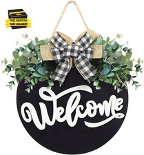 Welcome Sign for Front Door, Front Door Decor for Farmhouse Porch, Rustic Welcom