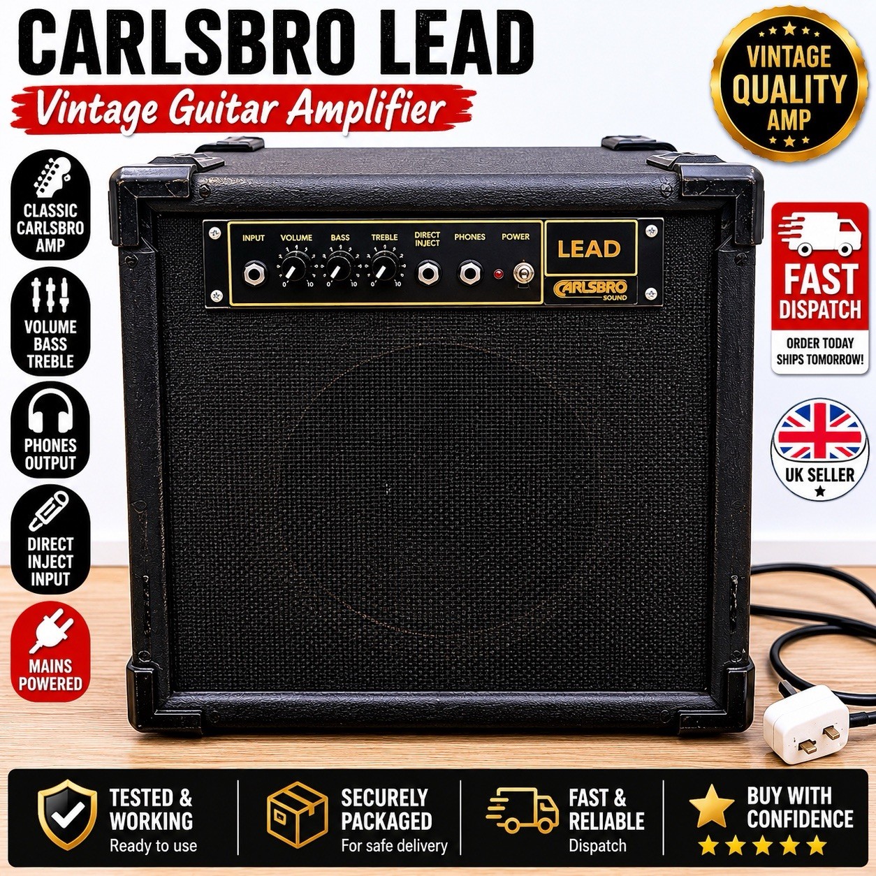 Vintage Carlsbro LEAD Guitar Amplifier Combo Amp Practice Amp Tested Working
