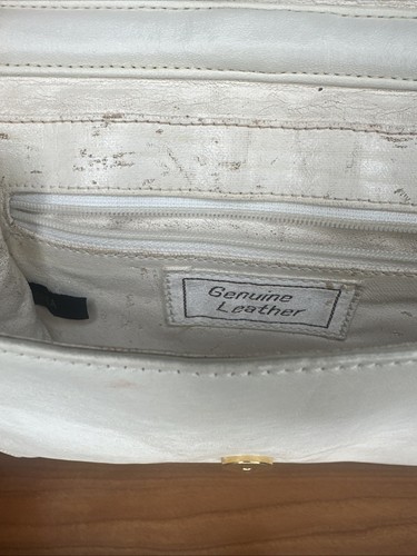 Vintage White Bag Shoulder Purse Genuine Leather From Korea - Picture 6 of 11