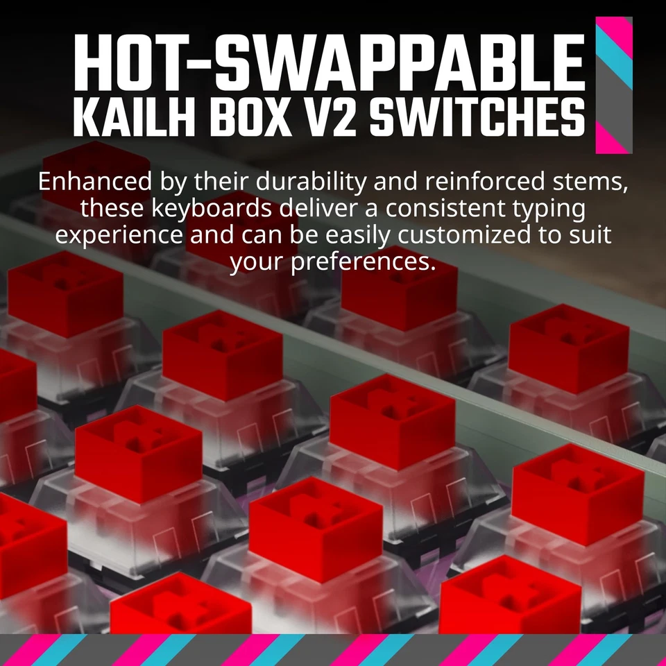 MK770 Macaron Wireless Mechanical RGB Gaming Keyboard, Kailh Box V2 Linear Re... - Image 3 of 4