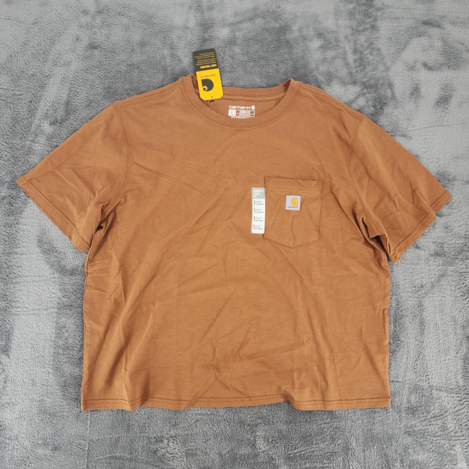 Carhartt Loose Fit Pocket Shirt Womens Large Brown Short Sleeve Tencel Tee