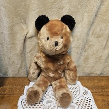 Vintage Eden Toys 15 " Brown Teddy Bear Black Ears Plush NY NY USA