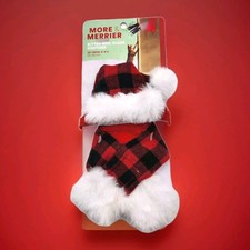 Petco Christmas Cat Costume Mrs Santa Claus XS Red Black Buffalo Check Small Dog