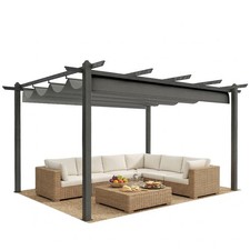 Outsunny 4 x 3(m) Aluminium Pergola Gazebo Garden Shelter w/ Retractable Roof