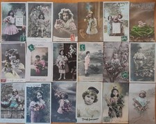 BAMBINI - 18 ANTICHE CARTOLINE AUGURALI - PICCOLO FORMATO, PRIMI '900