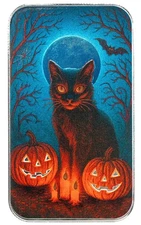 2025 Scottsdale Halloween Edition Black Cat & Pumpkin Color 1 oz Silver Bar