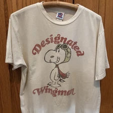 Vtg Junk Food Snoopy "Designated Wingman"  T Shirt Men’s L Single Stitch USA