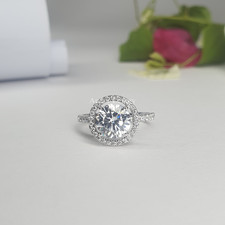 2.02 ct Lab Created Round Diamond Halo Ring in 14K White Gold