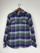 L.L. Bean Woman's Purple Gray Scotch Plaid Flannel Button Shirt Size M