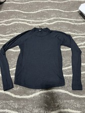 Lululemon Sit In Lotus Sweater Women's 4 Black 100 Merino Wool Washable