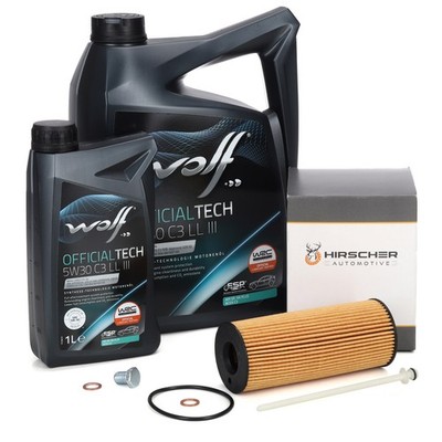 6L WOLF 5W30 C3 LL III + HIRSCHER Ölfilter für BMW E81-88 E90-93 E60 X1 X3 N47