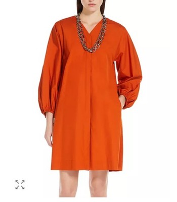 'S Max Mara orange cotton poplin dress size US 16 New with tags