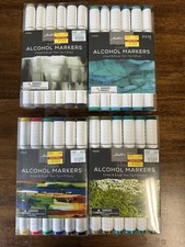 Alcohol Markers Dual Tip Chisel  Brush 6 Color 4 Pack Set