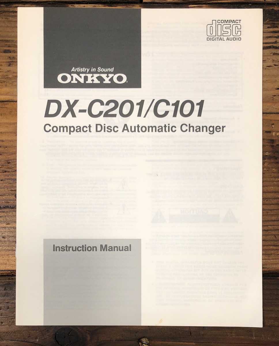 Onkyo DX-C201 DX-C101 CD Changer Owners / User Manual *Original*