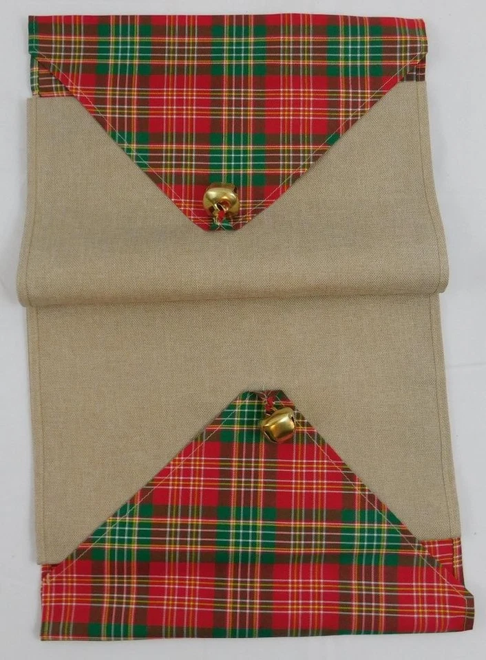 Celebrate it Christmas Holiday Table Runner New 12 x 72 Plaid Trees - Image 3 of 3