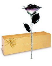 New Best Forever Rose Real 2-Tone Purple with Platinum Trimmed Petals and Stem