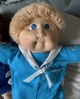Cabbage Patch Kids Vintage 1985 16in Fuzzy Blonde hair Blue Eyes Sailor outfit