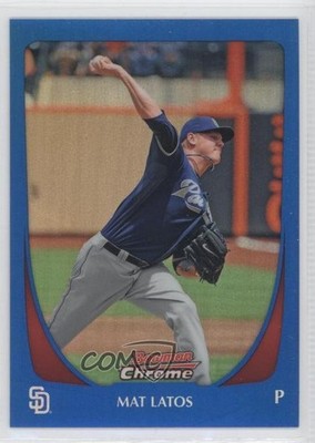 2011 Bowman Chrome Blue Refractor 105/150 Mat Latos #47 0g4