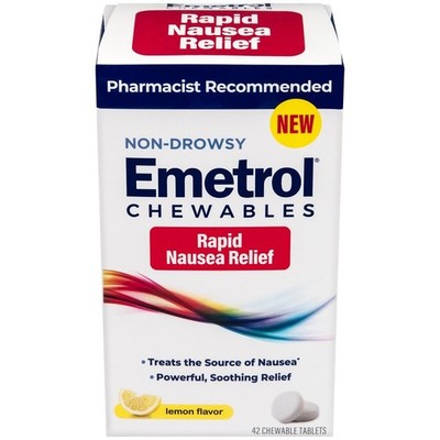 Emetrol Non-Drowsy Rapid Nausea Relief Chewable Tablets Lemon 42 EA