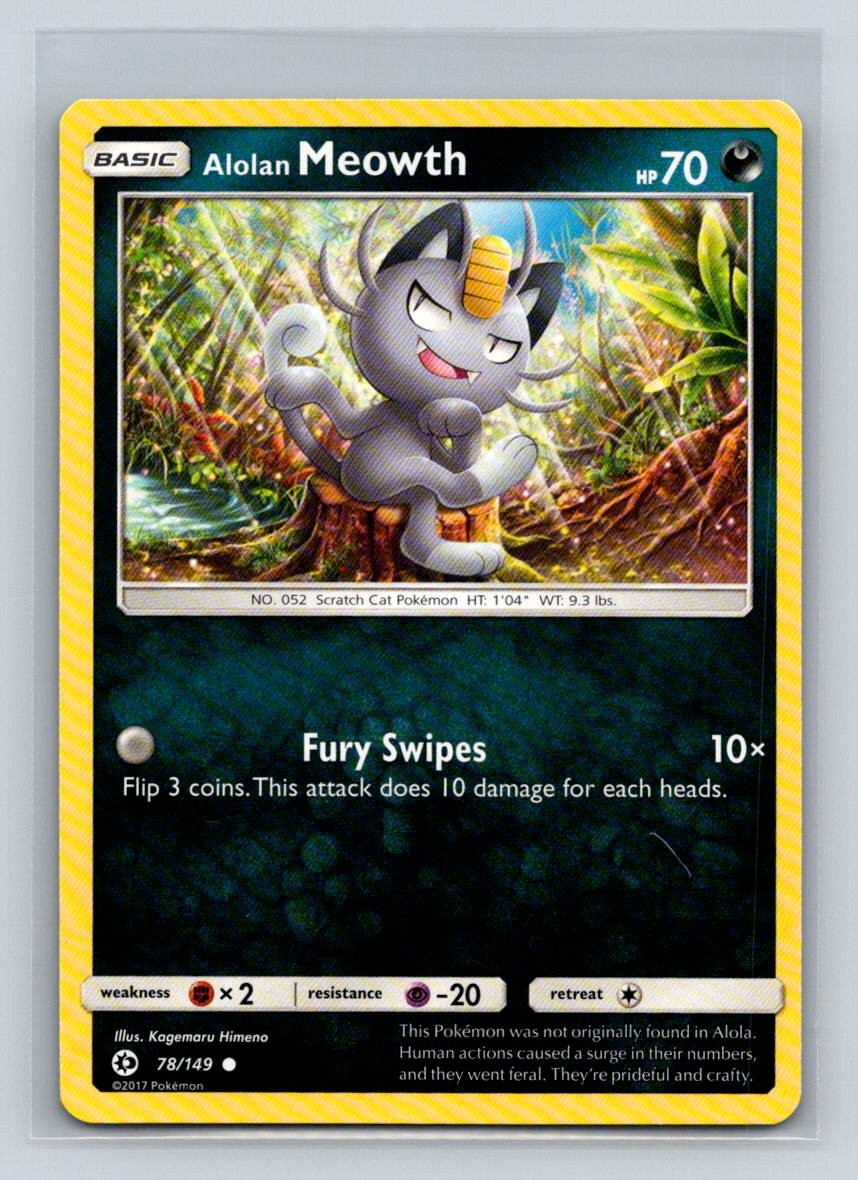 Alolan Meowth #78/149 SM Base Set Common - Pokemon Card D32