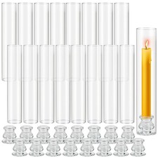 Hurricane Glass Candle Holders Set of 16, 11.8" H Clear Cylinder Windproof Ca...