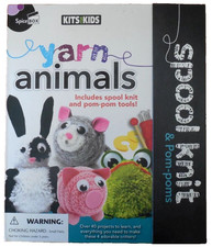 Spice Box Kits for Kids "Yarn Animals" Kit with Spool Knit Pom-Poms Book