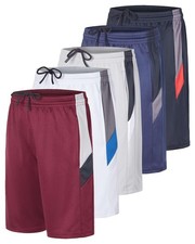 5 Pack: Boys' Athletic Basketball Sports Shorts Pockets - Quick Dry Youth Tee...