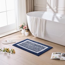 1 PCS 36x24 Inch Navy Blue Washable Fluffy Absorbent Microfiber Bath Mat