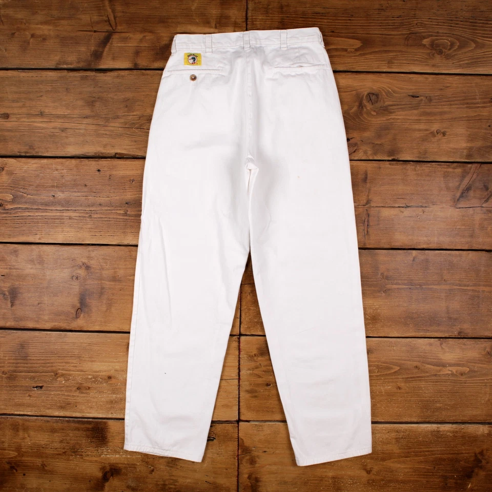 Pantalones Carpintero Cabeza de Pato Vintage Pantalones 30x32 Años 90 Unisex Rectos Blanco Foto 2 de 4