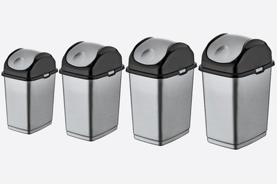 Schmaler Schwingdeckel Eimer - Kunststoff Papierkorb für Home Office Küche - Grau 5L-35L