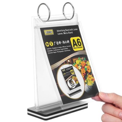A6 Flip Menu Display Stand Tabletop Sign Holder Stand with Clear Sleeves Desk...