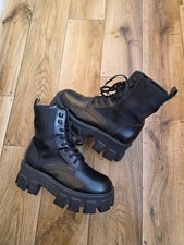 PRADA MONOLITH LEATHER BOOTS SIZE 36 EU, 5.5 US, 3 UK
