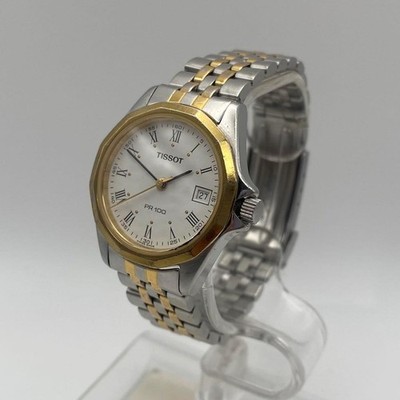 TISSOT PR100 Quartz Date Watch 38mm Silver Black Swiss Working Vintage 15cm