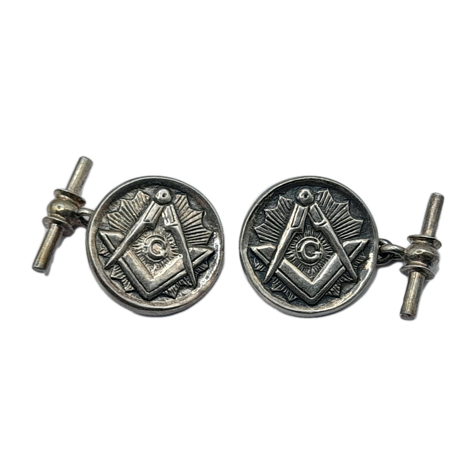 Pair Of Quality 925 Sterling Silver Masonic Cufflinks - Freemasons Mason's 