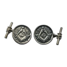 Pair Of Quality 925 Sterling Silver Masonic Cufflinks - Freemasons Mason's 