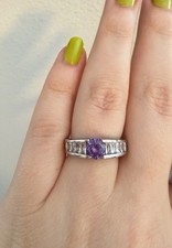Lab created amethyst and simulated diamond ri...