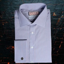 Thomas Pink 170s Superfine Check Shirt 16.5 UK Made French Cuff