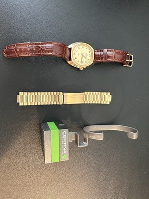 Certina DS-2 Automatic Vintage (ca. 1970/80)   Gold   2 Bänder   läuft sehr gut