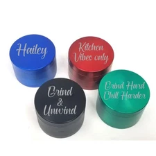 Custom Engraved 4-Piece Herb or Spice Grinder, Personalized Gift for Him or Her